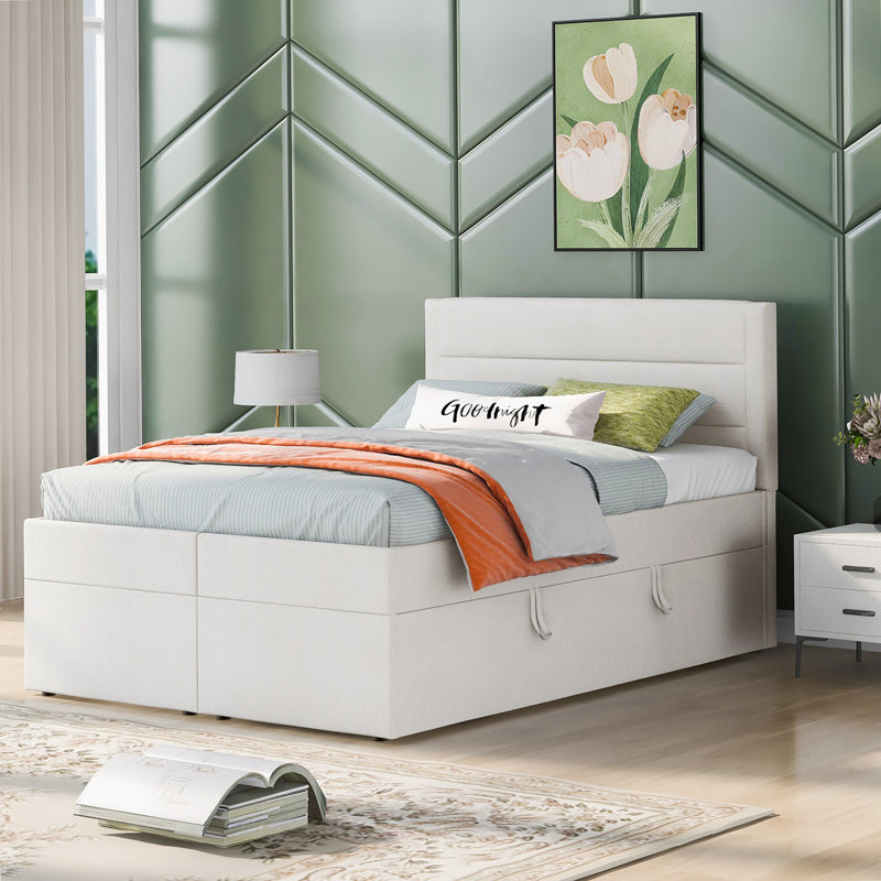 Zellig Upholstered Platform Storage Bed Full Double Beige